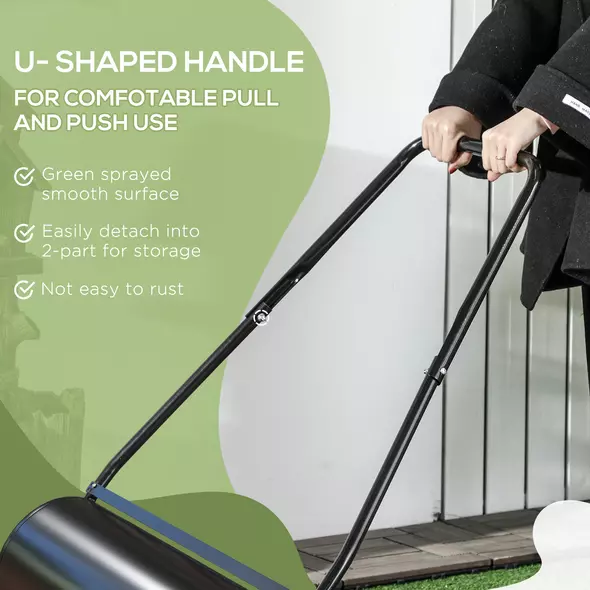 DURHAND Heavy Duty Garden Lawn Roller Push Tow Water Sand Filled 46L Equipment Manual Push Rolling Drum - 5