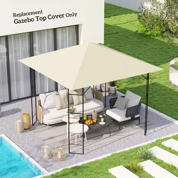Outsunny 3 x 3(m) Gazebo Canopy Replacement, for 01-0867 - Cream - 2