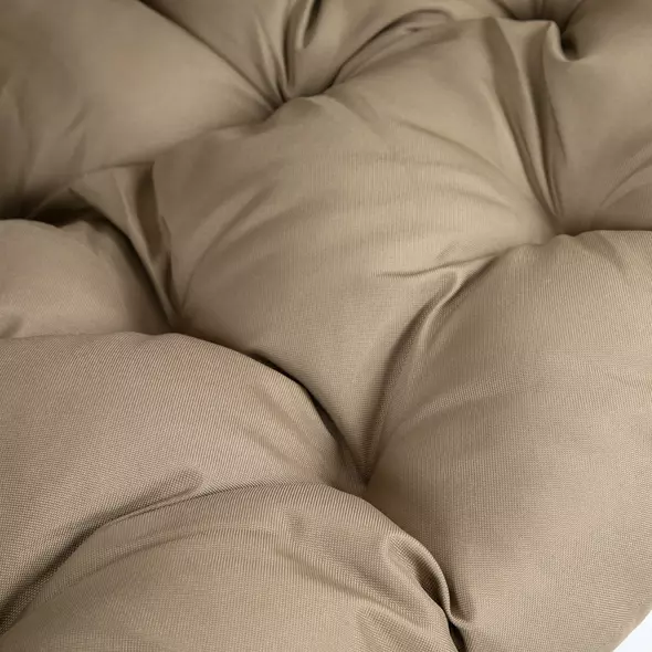 Outsunny Hanging Egg Chair, Folding Texteline Swing Hammock with Side Pocket, Cushion and Stand for Indoor Outdoor, Patio Garden Furniture, Khaki - 9