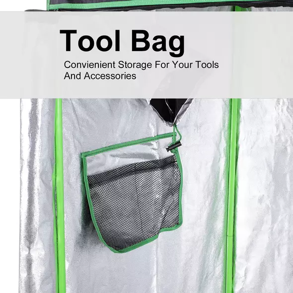 Outsunny Grow Tent Reflective Mylar Hydroponic with Adjustable Vents and Floor Tray for Indoor Plant Growing, 120 x 60 x 150 cm (47" x 23.5" W x 59") - 6
