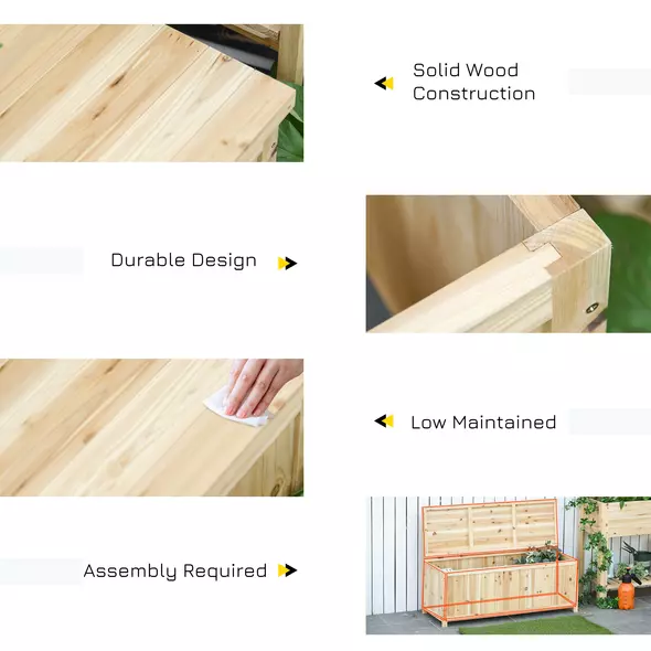 Outsunny Wood Storage Bench for Patio Furniture, Outdoor Garden Seating Tools - 6