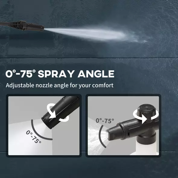 DURHAND 1800W High Pressure Washer, 150 Bar Pressure, 510 L/h Flow, High-Performance Portable Power Washer Jet Wash Cleaner with 6M Hose, Snow Foam Bottle for Garden, Car, Furniture, Yellow - 5