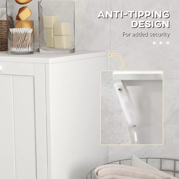 kleankin Double Hamper Laundry Storage Cabinet - White - 6