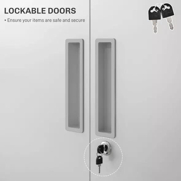HOMCOM Five Shelf Lockable Steel Office Cabinet - White - 5
