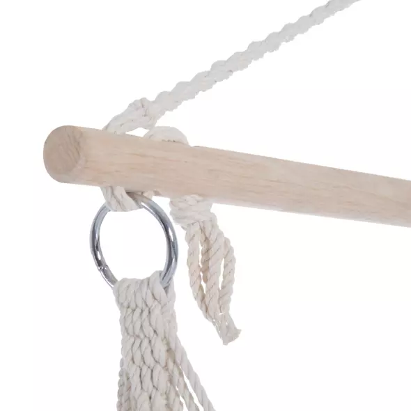 Outsunny Outdoor Hanging Rope Chair with Soft Padded Seat & Backrest, Garden Hammock Chair with Wooden Support Bar Cotton Cloth, Portable Garden Chair for Patio & Tree, Brown - 7