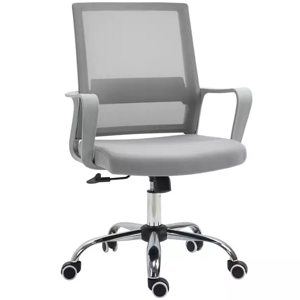 Vinsetto Ergonomic Desk Chair Mesh Office Chair with Adjustable Height Armrest and 360° Swivel Castor Wheels Grey - 1