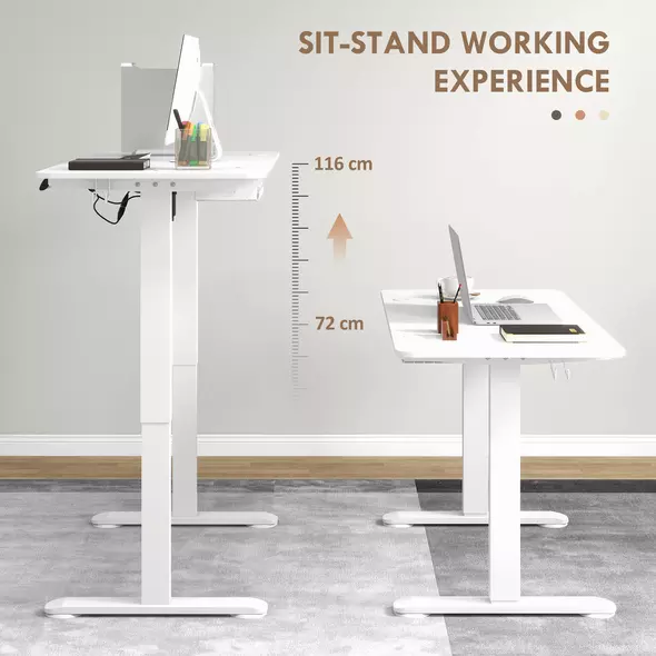 Vinsetto 72-116cm Adjustable Electric Standing Desk, 120 x 60cm Tabletop - White - 4