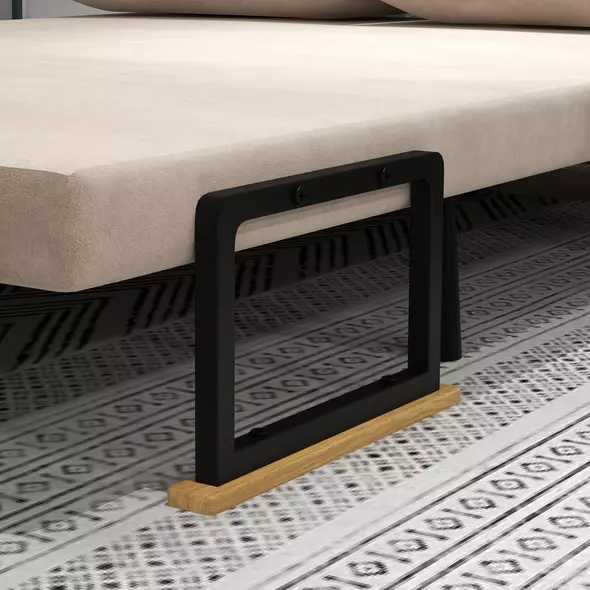 HOMCOM 4-in-1 Velvet-Feel Double Sofa Bed, with Pillows - Beige - 8