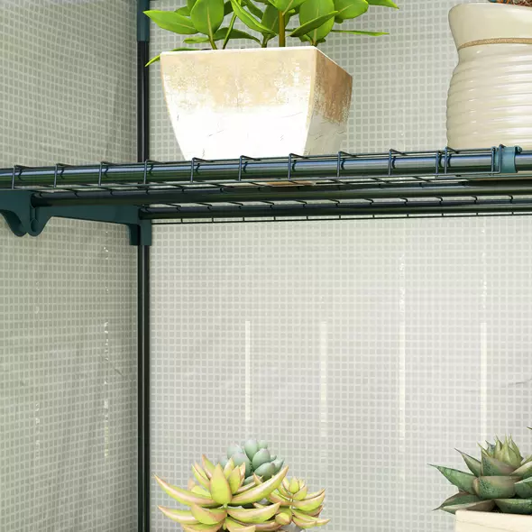 Outsunny Four-Tier Mini Greenhouse - Grey/White - 8