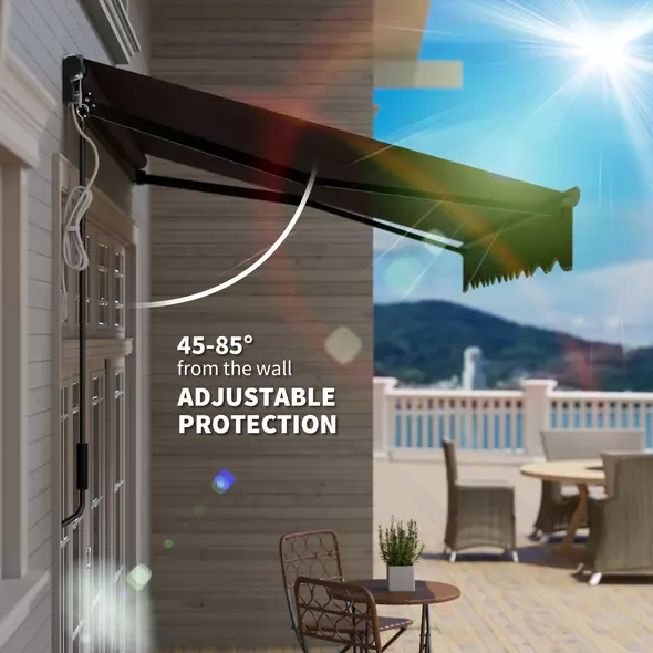 Outsunny 2.5 x 2m Electric Awning with LED Light and Remote Controller, Aluminium Frame DIY Retractable Awning, UV50+ Sun Shade Canopy for Garden Patio Deck Door Window, Dark Grey - 7