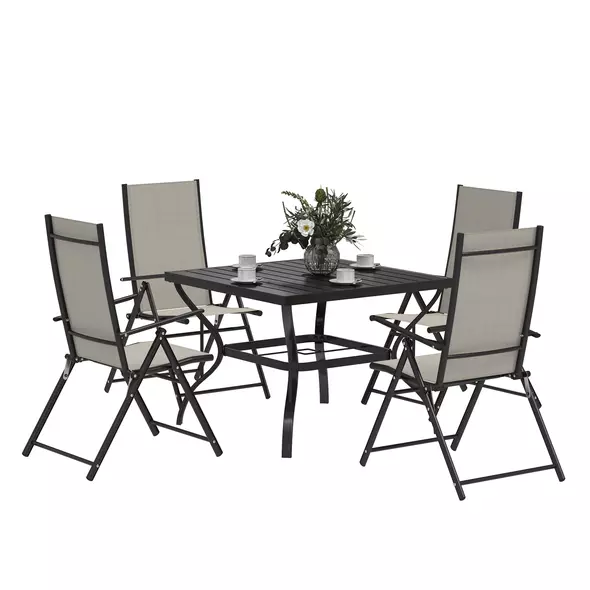 Outsunny Five-Piece Steel Frame Patio Set - Khaki/Black - 1
