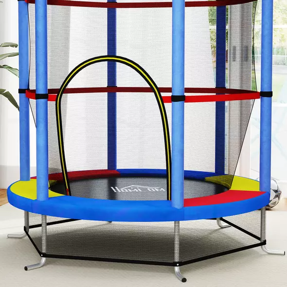 HOMCOM Kids Trampoline, with Enclosure Net, Steel Frame, for Ages 3-6 Years - MultiColoured - 8