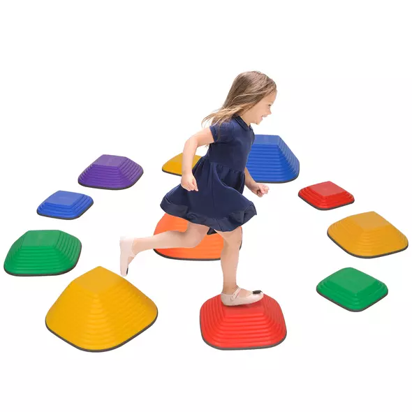 AIYAPLAY Balance Stepping Stones for Kids, 11-Piece Non-Slip Stackable River Stones, Obstacle Courses for Balance and Motor Skill - 1