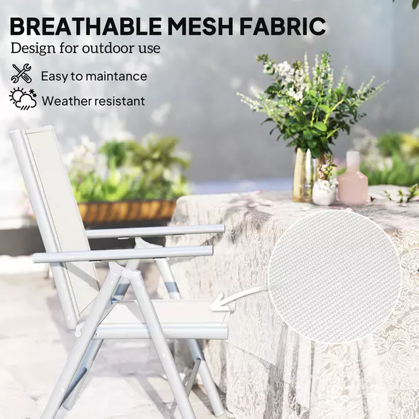 Outsunny Set of Two Aluminium Folding Chairs  - Light Grey - 5