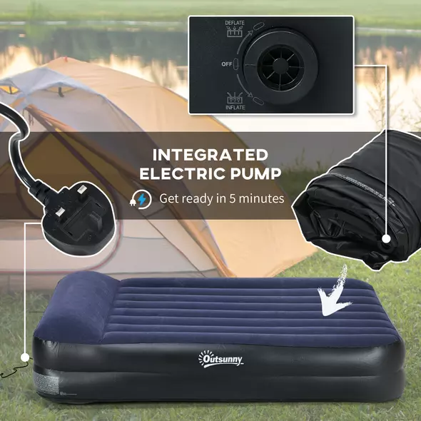 Outsunny King-Size Air Bed, with Built-in Electric Pump and Carry Bag - 5