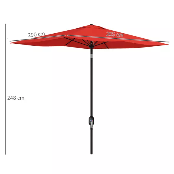 Outsunny 2 x 3 m Rectangular Parasol Umbrella - Red - 3