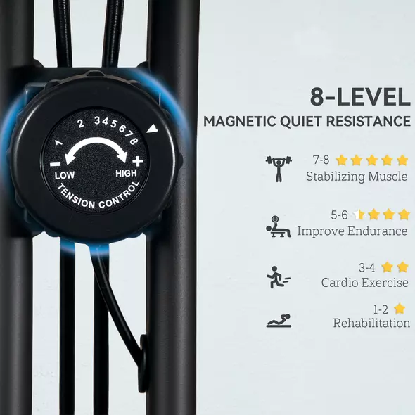 SPORTNOW Five-in-one Foldable Exercise Bike, Stationary Bike with Arm Workout Bands, LDC Monitor, Phone Holder, Black - 5