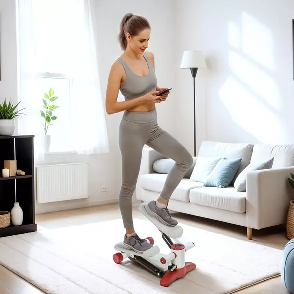 SPORTNOW Mini Stepper Machine, with LCD Monitor, Non-Slip Pedals, Grey - 2