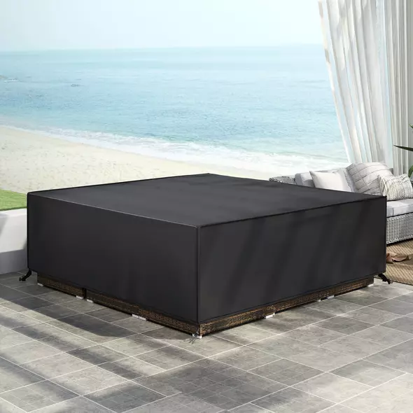 Outsunny Large Patio Garden Furniture Set Cover 600D Oxford Square Waterproof, 230 x 230 x 70 cm, Black - 9