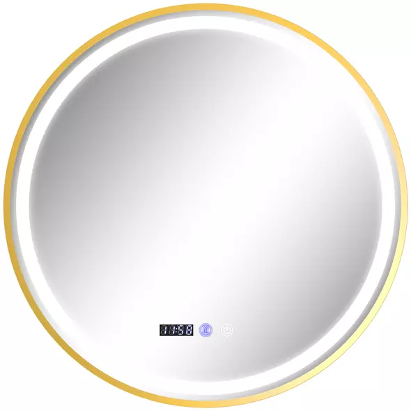 HOMCOM 60cm Anti-Fog LED Bathroom Mirror - Gold Tone - 1
