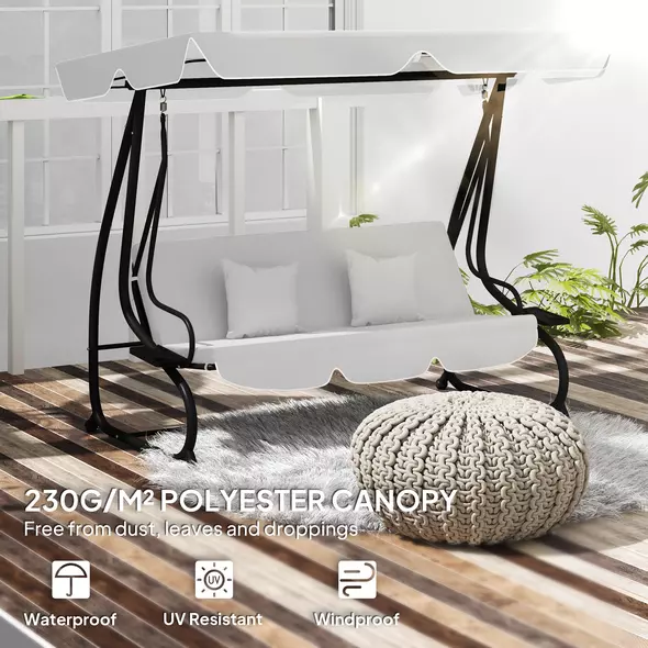 Outsunny 145 x 200Wcm Swing Chair Canopy Replacement - Light Grey - 4