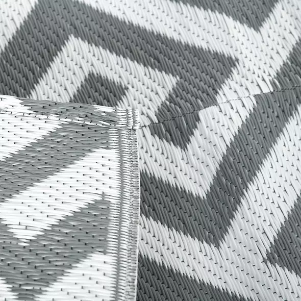 Outsunny Outdoor Rug Reversible Mat Plastic Straw Rug Portable RV Camping Mat for Garden Picnic Indoor, 152x243cm, Light Grey - 7