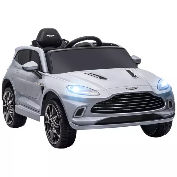 AIYAPLAY Aston Martin DBX Licensed Battery Powered Kids Electric Car, 12V Kids Ride on Car w/ Lights, Music Horn, Grey - 1