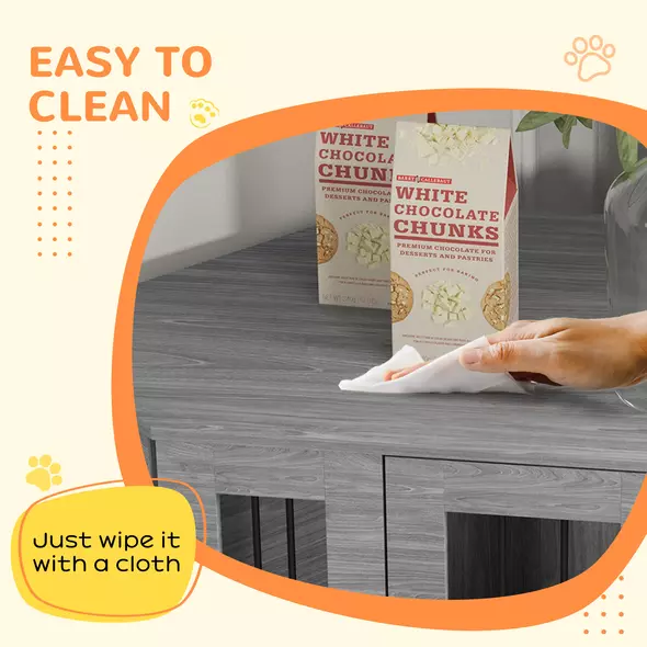 PawHut 2 in 1 Dog Crate Furniture Side Table, with Cushion, 104 x 55 x 63cm - Grey - 7