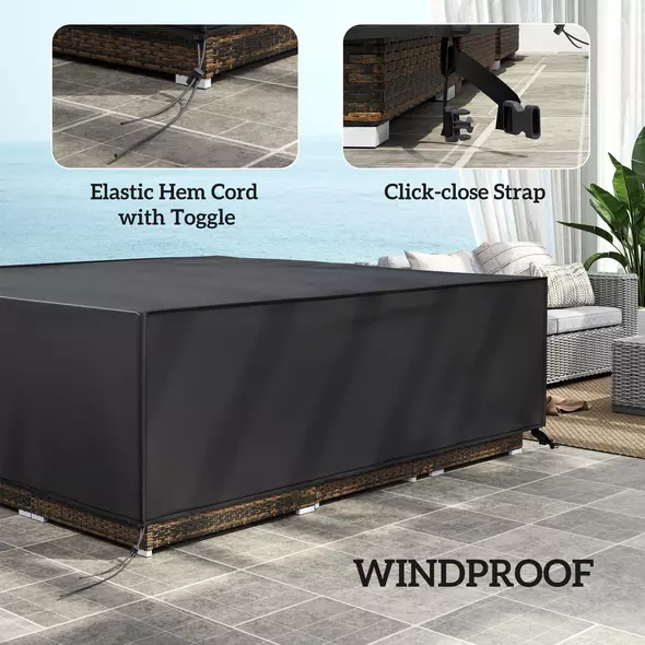 Outsunny Large Patio Garden Furniture Set Cover 600D Oxford Square Waterproof, 230 x 230 x 70 cm, Black - 5