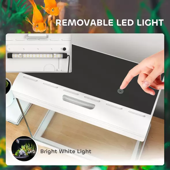 PawHut 27L Glass Fish Tank with Filter System, LED Light, Water Pump, for Betta, Goldfish, Shrimps, White - 6