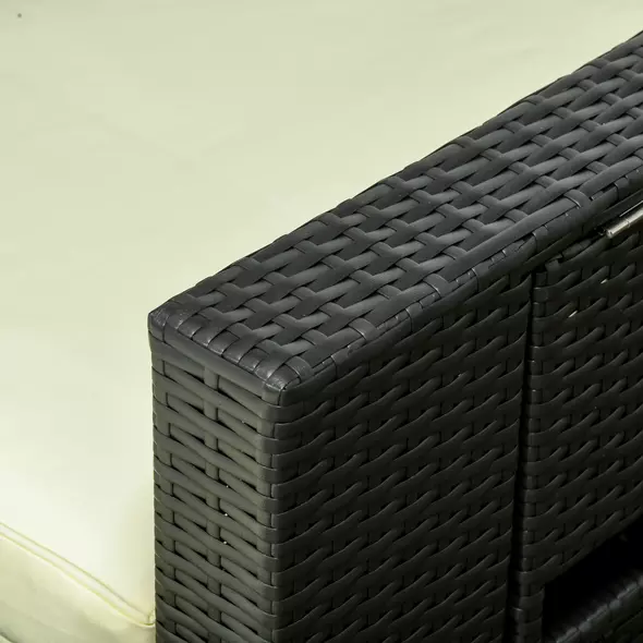 Outsunny 5PC PE Rattan Sun Lounger, Outdoor Wicker 5-level Adjustable Recliner Sofa Bed with Storage Side Table and Footstools, for Patio, Garden, Poolside, Black - 9