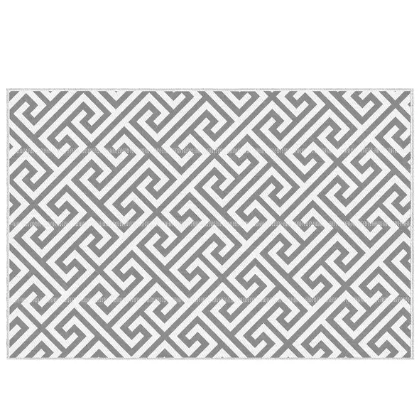 Outsunny Outdoor Rug Reversible Mat Plastic Straw Rug Portable RV Camping Mat for Garden Picnic Indoor, 152x243cm, Light Grey - 1