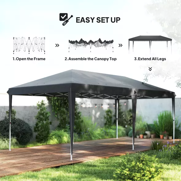 Outsunny 6 x 3 m Pop-Up Steel Frame Gazebo Grey - 4