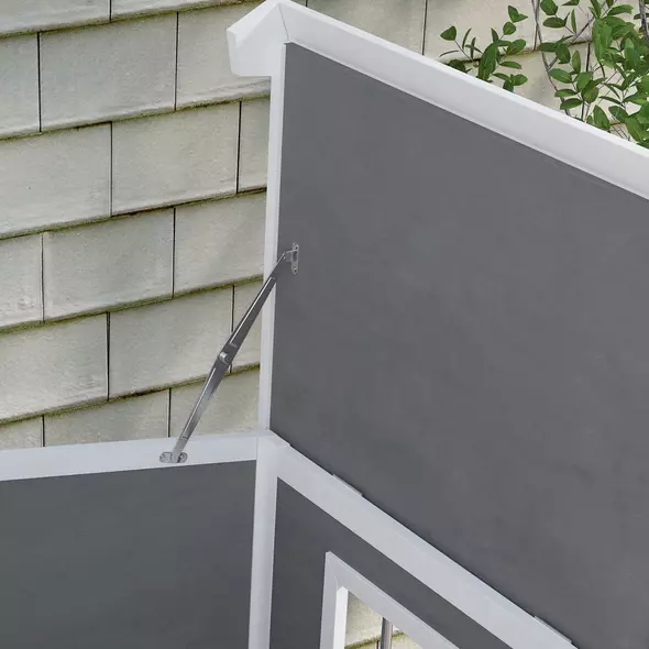 PawHut Wooden Dog Kennel with Removable Floor, Asphalt and Openable Roof, Giant Window for Large Dogs, Charcoal Grey - 9