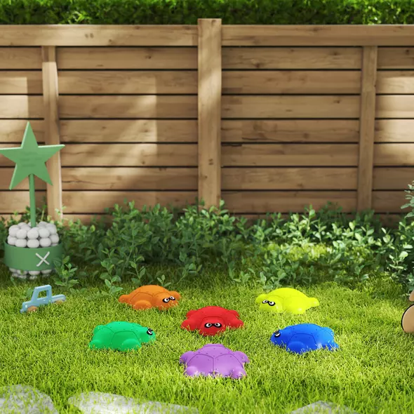 AIYAPLAY 6-Piece Balance Stepping Stones with Non-Slip Edge, Indoor Outdoor Obstacle Courses for Ages 3-8 Years, Multicoloured - 8