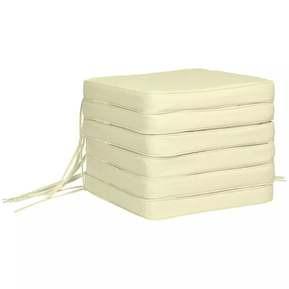 Outsunny Set of 6 Pcs Chair Cushion, 42Lx42Wx5T cm-Cream White - 1
