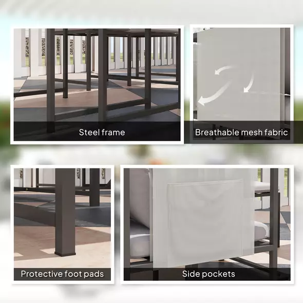 Outsunny Nine-Piece Steel Frame Garden Dining Set - Grey - 7