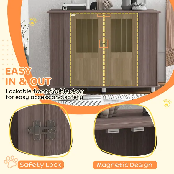 PawHut Dog Crate Table for Medium and Large Dogs with Magnetic Door for Indoor Use, 116 x 60 x 87 cm, Purple - 6