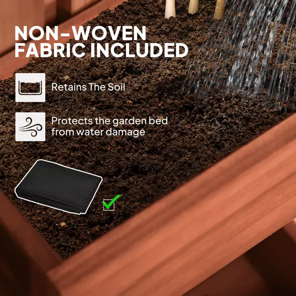 Outsunny Wall-mounted Wooden Garden Planters with Trellis, Drainage Holes and 3 Planter Boxes for Patio, Brown - 6