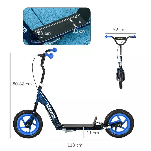 AIYAPLAY Kids Scooter with Adjustable Handlebar, Children's Kick Scooter with Non-slip Footplate, Rear Brake, Kickstand, Blue - 3
