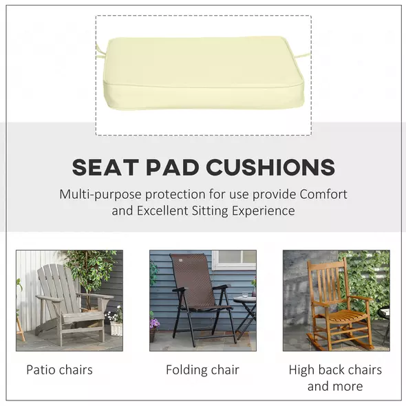 Outsunny Set of 6 Pcs Chair Cushion, 42Lx42Wx5T cm-Cream White - 6