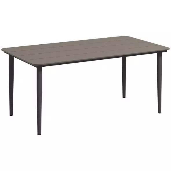 Outsunny Garden Table, Outdoor Dining Table for 6 People, 160 x 90 x 74 cm, with Rust Resistant Metal Frame, WPC Top, for Balcony, Terrace, Dark Grey - 1
