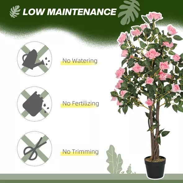 HOMCOM Set of Two Faux Rose Plants, with Pots - 6