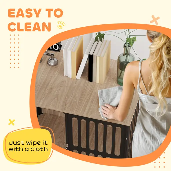 PawHut Dog Crate Furniture with Anti-Chew Resistant Mesh, Anti-Escape Single Door, for Medium Dogs, 80 x 55 x 72 cm - 7