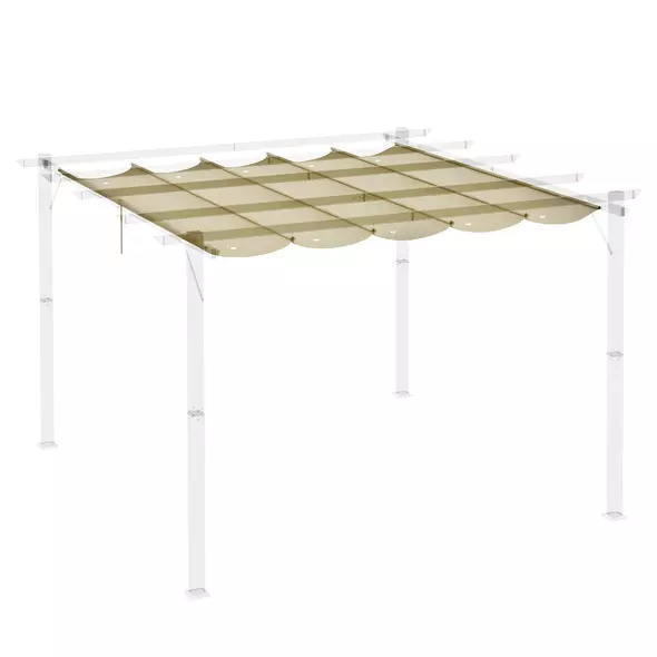 Outsunny Retractable Pergola Cover, 3.5 x 2.6 m Replacement Canopy Fabric for 4 x 3 m Frame, Roof Top Only, Beige - 8