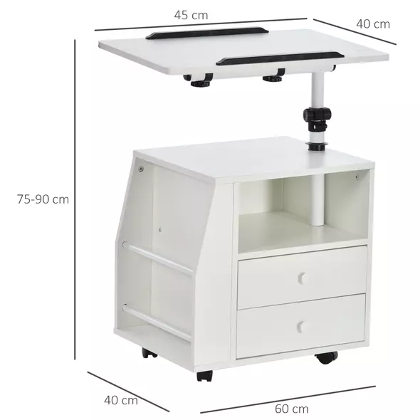 HOMCOM Functional Swivel Bedside Table End Table Side Table for Living Room Nightstand for Bedroom - 3