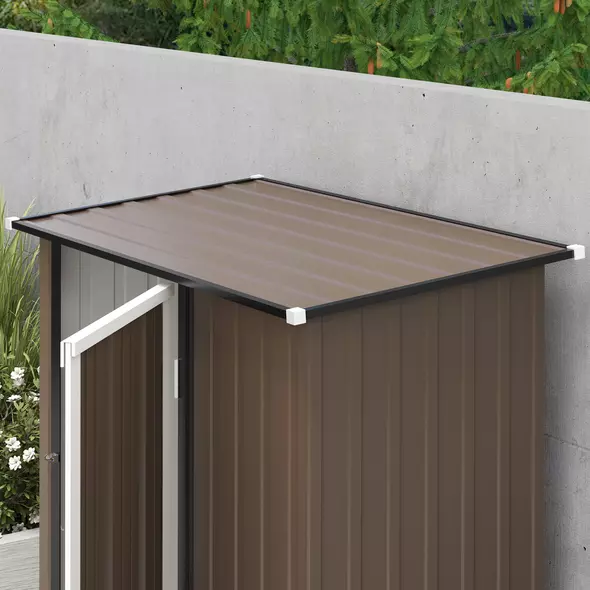 Outsunny 5ft x 3ft Garden Storage Shed, Outdoor Metal Shed with Sloped Roof, Lockable Door for Tools, Equipment, Brown - 9