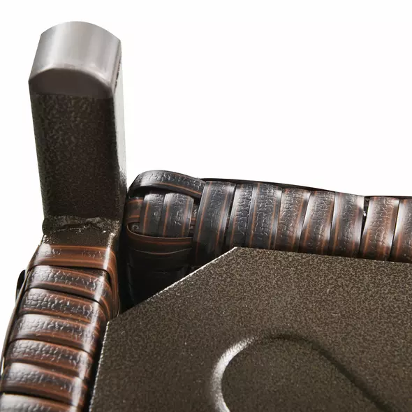 Outsunny Rattan Garden Coffee Table, 55.5 cm Square Wicker Patio Side Coffee Table with 4 cm Umbrella Hole, Metal Bottom and Slatted Top for Outdoor, Balcony, Brown - 8