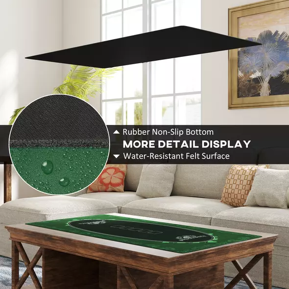 SPORTNOW Professional Poker Mat, Six-Player Water-resistant Poker Table with Felt Surface, Carry Bag, Green - 5