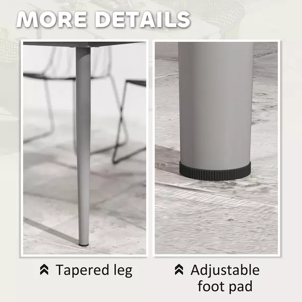 Outsunny Garden Table, Outdoor Dining Table for 6 People, 160 x 90 x 74 cm, with Rust Resistant Metal Frame, WPC Top, for Balcony, Terrace, Light Grey - 7